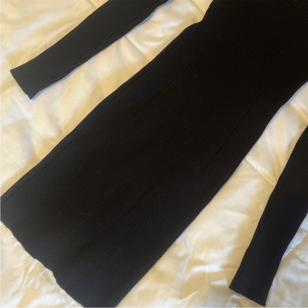 Forever 21 Long Sleeve Sweater Bodycon Sexy Black Dress Brand New Size Small - Picture 4 of 5